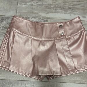 Metallic Pink Skort with Heart Buttons